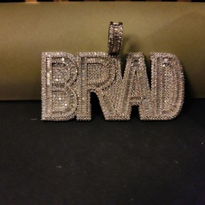 Hot Sale Personalized <b>Brad</b> Letter Pendant Necklace Cubic Zirconia Emerald Cut Pave Setting Gold Plated Unisex Hiphop Style - Product Image 1