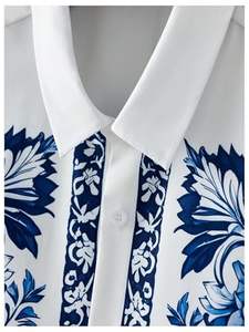 Chemise homme imprimée intégrale à manches courtes, style hawaïen tropical, décontractée, boutonnée, pour l'été, motif floral coloré - Product Image 2