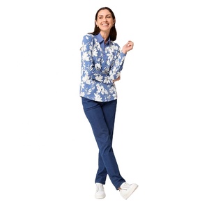 Polo con estampado de verano para mujer al por mayor, Polo de algodón de ajuste informal de tela suave estampado de manga completa para exteriores y ropa de oficina - Product Image 6
