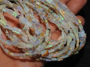 Cuentas de Ópalo Etíope Multicolor en Forma de Baguette Rectangular para Joyería, Hilo de 18 Pulgadas, 4X2-8X4MM Aprox., Piedra Natural - Product Image 3