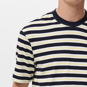 Camiseta de moda para hombre para actividades al aire libre con diseño a rayas, cuello redondo, costuras de alta calidad a precio económico, ideal para uso casual en verano. - Product Image 3