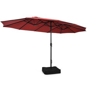 Sombrilla Doble para Patio de 15 Pies con Manivela, Estructura de Acero y Base de Arena para Jardín o Parque - Product Image 6