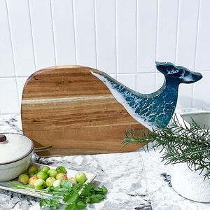 Serving Board - Acacia Wood with Ocean-Inspired Epoxy Cute Charcuterie Cheese Tray, Unique Kitchen Décor, Cutting Board - Product Image 4