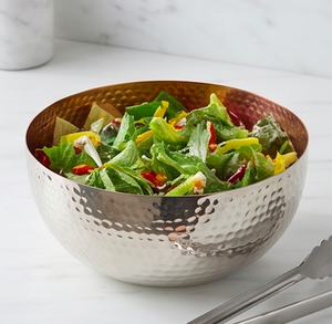 Bol en métal martelé fait main, intérieur en cuivre, design moderne, vaisselle pour offrir et pour la cuisine - Product Image 3