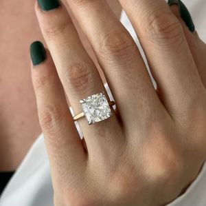 4.5 CT <b>Cushion</b> Cut Lab Grown Diamond IGI Certified Hidden Halo 14K Gold Engagement <b>Ring</b> Luxury Solitaire Bridal <b>Wedding</b> Party - Product Image 4