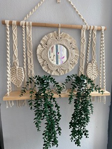 Handmade Beige Macrame <b>Mirror</b> Wall Hanging Perfect For Living Room Balcony Or Patio Decor For Cozy Vibes Wholesale From India - Product Image 2