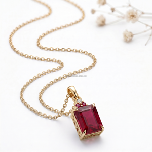 Viral Choice <b>Emerald</b> Cut Ruby Fine <b>Pendants</b> & Charms 14K White Gold July Birthstone Leo Passion Luxury Necklace Collection 2026 - Product Image 1