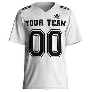 Camiseta de Fútbol Americano Blanca Personalizada para Hombre, Cuello en V, Manga Corta, Absorbe la Humedad, 100% Poliéster, Impresión de Nombre y Número del Equipo, Ropa Deportiva - Product Image 6