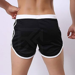 Shorts de bain décontractés noirs pour hommes avec cordon de serrage à taille mi-haute, séchage rapide, respirants, écologiques, tricotés 100 % polyester - Product Image 3