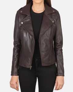 Best Quality Genuine <b>Leather</b> Women Motorcycle <b>Jacket</b> Stand Collar Zipper Closure Full Sleeve Moto Biker Style Autumn Wear - Product Image 1