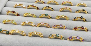 Handmade Three Stone Assorted Gold Plated Ring Women's Fashion Wholesale Bulk Ring Custom Assorted Jewelry - Product Image 1