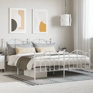 Base de Cama Doble Moderna de Acero Blanco, Rectangular, Metálica - Product Image 1