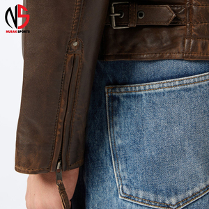 Chaqueta de Moto para Hombre, de Cuero Genuino Marrón, Estilo Urbano, Casual, con Cierre, Transpirable, Resistente al Viento e Impermeable, NURAK SPORTS 2026 - Product Image 5