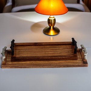 Handmade Wooden Serving Tray with Aluminum Handles: Engraved <b>Rustic</b> <b>Home</b> <b>Decor</b> - Product Image 5