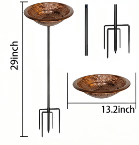 Vente flash - Bain d'oiseaux en cuivre de qualité supérieure avec support métallique, bol à eau durable pour l'extérieur, idéal pour les jardins, les cours et les patios - Product Image 4