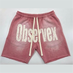 กางเกงขาสั้นผู้ชายสีน้ำตาลยี่ห้อ Observex Sports ผ้าถักเนื้อฝ้าย มีเชือกผูกเอว ทรงกลางลำตัว สวมใส่สบาย ระบายอากาศได้ดี เป็นมิตรกับสิ่งแวดล้อม สไตล์ไฮสตรีท สีพื้น - Product Image 4