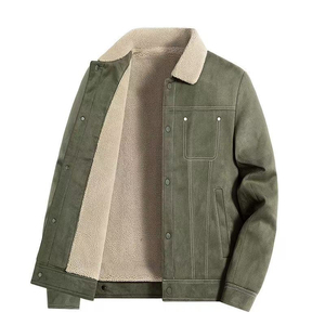 Custom Men Winter Sherpa <b>Jacket</b> <b>Fleece</b> Lined <b>Thick</b> Warm Suede Cotton Coat Casual Style Outwear Windproof Trucker <b>Jacket</b> for Me - Product Image 1
