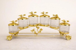 Exquisite Gold Glass Container For Kitchen Countertop Storage And Gifting Luxury Metal <b>Jar</b> With Lid Elegant Home Decor Piece - Product Image 6