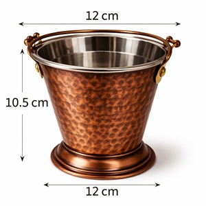 Manoj International Antique Hammered Gravy Bucket | Stainless Steel Interior & <b>Copper</b> Finish | 12cm Eco-Friendly Durable <b>Handle</b> - Product Image 6