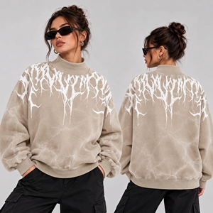 Custom Embroidered Streetwear Soft Cotton Mockneck Crewneck Pullover <b>Sweater</b> Jumper <b>Fleece</b> Oversized Women Mock Neck Sweatshirt - Product Image 1