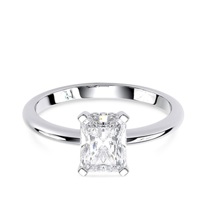 Anillo de Compromiso Solitario de Diamante Cultivado en Laboratorio con Corte Radiante de Oro Sólido de 14K, Chapado en Rodio Vintage, Certificado IGI, Rectangular - Product Image 1