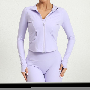 Womens Three Piece <b>Yoga</b> Outfit Long Sleeve Open Back Crop Top Zip <b>Jacket</b> High Waist Sculpting Leggings Red Activewear Set - Product Image 6