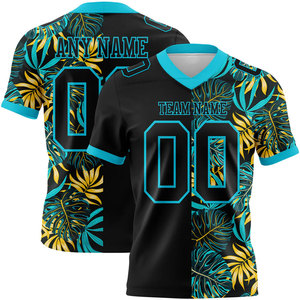 Camiseta de Fútbol Americano Personalizada con Diseño de Atardecer Tropical, Cuello en V, Manga Corta, Nombre del Equipo Sublimado, Uniforme Transpirable de Poliéster 00 para Hombre - Product Image 4