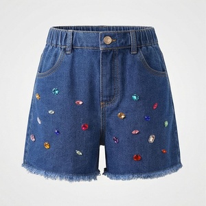 Shorts en jean taille mi-haute pour femme, délavage clair, en coton, style estival décontracté, couleur et logo personnalisables, designs uniques - Product Image 1