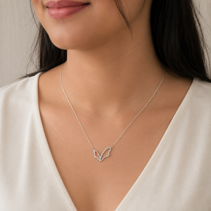 Collier pendentif papillon en argent sterling 925 avec zircone cubique, finition polie, élégant, bijoux pour femmes, cadeau, usage quotidien, fête, mariage - Product Image 1
