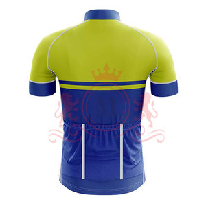 ชุดเสื้อเจอร์ซีย์และกางเกงปั่นจักรยานสำหรับผู้ชาย สีเขียวมะนาว-น้ำเงิน แต่งสีขาว ระบายอากาศได้ดี ผลิตจากโพลีเอสเตอร์ ดีไซน์ไร้ตะเข็บ สำหรับผู้ใหญ่ - Product Image 3