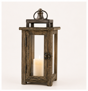 Farol de Madera Rústico Personalizado al por Mayor, Portavelas Decorativo para Bodas, Farol Colgante Vintage de Madera y Metal - Product Image 1