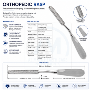 Lima ortopédica manual Al Mida Healthcare para huesos, instrumento quirúrgico con certificación CE, cirugía general, clase II AMHC-R-299 - Product Image 6