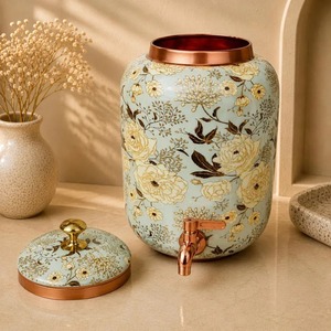 Dispensador de Agua Oriental de Cobre con Grifo y Tapa, Juego de Recipientes de Gran Capacidad para Uso Doméstico - Product Image 6