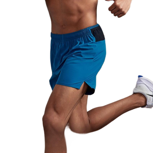 Shorts de course décontractés légers à taille élastique avec poches en mesh pour hommes, personnalisables avec logo, séchage rapide, pour marathon, ouverture latérale, 100% coton - Product Image 4