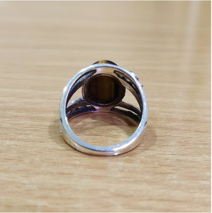 Tiger Eye Gemstone Split Band <b>925</b> <b>Silver</b> <b>Ring</b> Trendy Casual Vintage Jewelry Customized By JAIPUR <b>SILVER</b> - Product Image 4
