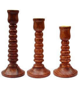 Juego de 3 Portavelas de Madera Hechos a Mano, Portavelas Decorativos Rústicos para el Hogar, Sala de Estar, Mesa de Comedor, Decoración de Bodas - Product Image 5