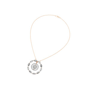 Colgante de Halo de círculo de diamante natural para mujer, joyería fina de oro sólido de 14K/18k con diamantes redondos y de corte Marquesa - Product Image 2
