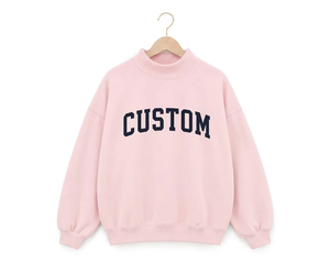 Sweat-shirt long à col rond pour femme, style streetwear hiver, en molleton doux, coupe oversize, écologique, broderie unie - Product Image 1