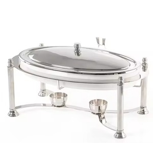 En promotion : Réchaud de buffet carré en acier inoxydable avec support à pilier cannelé et double brûleur pour service de buffet hôtelier - Product Image 2