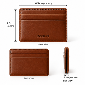 Beena's Genuine Leather <b>Card</b> Holder Minimalist Design Brown Laser Engraved Credit <b>Card</b> <b>Case</b> - Product Image 2
