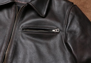 Veste en cuir vintage pour homme, style pilote moto des années 1930, cuir de vachette pleine fleur brossé, veste en cuir véritable - Product Image 6
