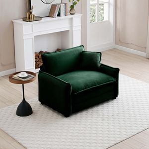 Divano Singolo in Velluto a Coste Verde con Cuscino, Comodo per Soggiorno, Camera da Letto e Club, Adatto a Molteplici Occasioni - Product Image 1