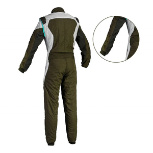 Traje de Carreras Verde Oliva con Bloques Blancos, Ignífugo, para Motociclismo, Manga Larga, para Hombre, para Todas las Temporadas - Product Image 4
