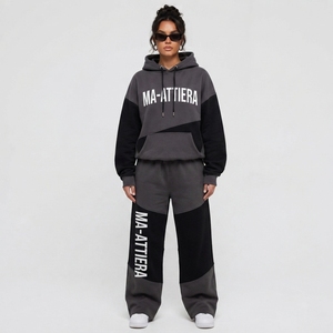 Conjunto Deportivo Personalizado para Mujer, Sudadera con Capucha Oversize en Bloques de Color, Pantalones Deportivos Anchos, Ropa Urbana, OEM, ODM, Venta al Por Mayor - Product Image 1