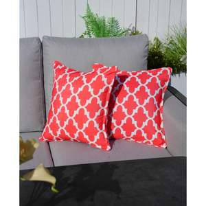 Set of 2 <b>Red</b> Geometric Patterned 16.54\" X 16.54\" <b>Throw</b> Pillows Decorative & Stylish Accessories - Product Image 5