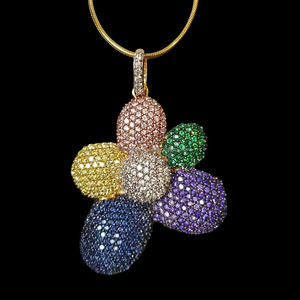 Collier pendentif en pierre colorée de qualité supérieure en argent sterling 925 avec design en diamant moissanite serti - Product Image 1