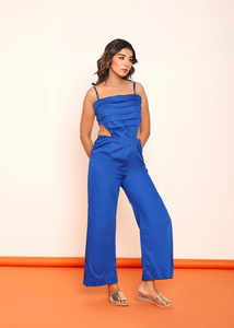 Combinaison plissée pour femme avec bretelles réglables, taille haute, coupe ajustée, pantalon large, élégante pour les soirées, les occasions spéciales, le quotidien - Product Image 4