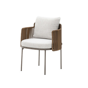 Juego de Comedor de Patio Exterior de Lujo Moderno, Sillas de Ratán Tejido con Mesa Perforada, Muebles de Jardín Impermeables para Hotel, <span class=keywords><strong>Villa</strong></span> - Product Image 3