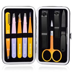 Ensemble professionnel de manucure et pédicure 9 pièces pour hommes et femmes, coupe-ongles et pinces avec étui de voyage en cuir - Product Image 1