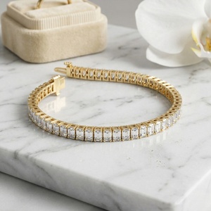 11.40CTW Emerald Bar-Set Diamond Line <b>Bracelet</b> - Product Image 2